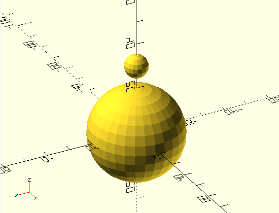 Second step: a second small sphere above.